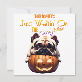 Gepersonaliseerd Schattige Funny Halloween Pug Pup Kaart