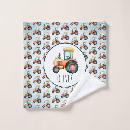 Gepersonaliseerd Schattige geel trekkerpatroon Washandje (Wasdoekje)