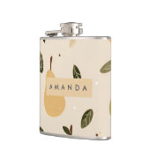 Gepersonaliseerd Schattige grillig perenpatroon Heupfles (Links)