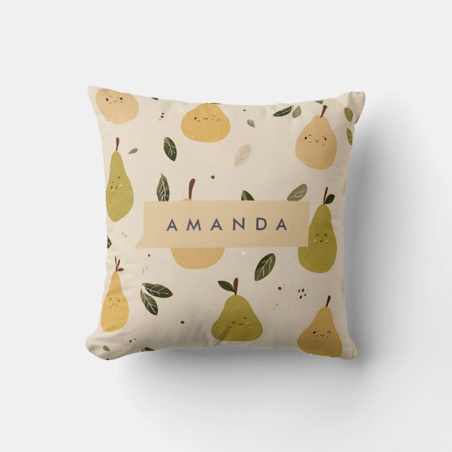 Gepersonaliseerd Schattige grillig perenpatroon Kussen (Voorkant)