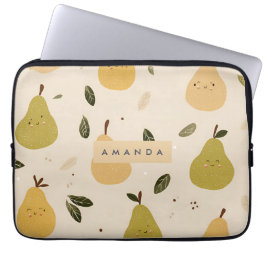 Gepersonaliseerd Schattige grillig perenpatroon Laptop Sleeve