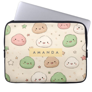 Gepersonaliseerd Schattige Kawaii Mochi-patroon Laptop Sleeve