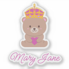 Gepersonaliseerd Schattige Kawaii Pink Royal Princ Sticker