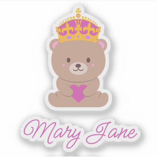 Gepersonaliseerd Schattige Kawaii Pink Royal Princ Sticker (Voorkant)