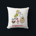 Gepersonaliseerd Schattige Kerstmis Karakters Kuss Kussen<br><div class="desc">Dit gepersonaliseerde kerstkussen is voorzien van de 'Christmas Crew'. Een groep schattige kleine kerstpersonages die graag plezier hebben en onheil maken met Kerstmis. De crew bestaat uit Snowman,  Christmas Stocking,  Star,  Christmas Pudding,  Cadeau en Candy Cane.</div>