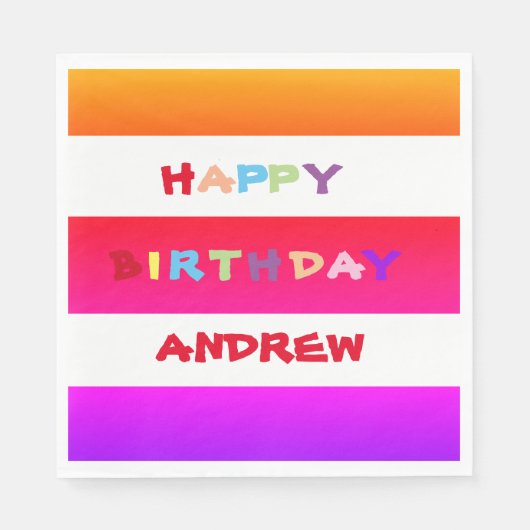 Gepersonaliseerd Schattige & kleurrijk Happy Birth Servet (Voorkant)