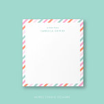 Gepersonaliseerd Schattige kleurrijk Notitieblok<br><div class="desc">Dit gepersonaliseerde Schattigee kleurrijke Notitieblok toont een prachtig diagonaal gestreept patroon in levendige roze, groene munt en oranje tinten. Ideaal voor het noteren van notities, ideeën of herinneringen, dit notitieblok voegt een vleugje plezier toe aan uw dagelijkse taken. Pas het aan met jouw naam, laat de "een notitie van" of...</div>