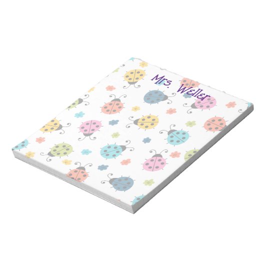 Gepersonaliseerd Schattige LadyBug Notitieblok (Linkerzijde)