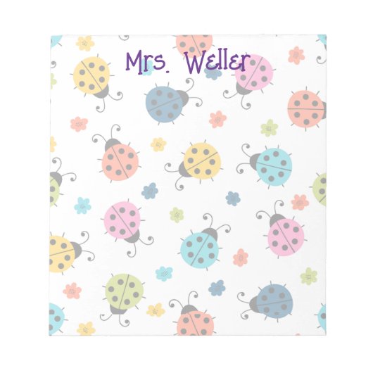 Gepersonaliseerd Schattige LadyBug Notitieblok (Voorkant)