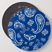 Gepersonaliseerd schattige mandalerafdruk in blauw ronde button 6,0 cm (Voorkant /achterkant)