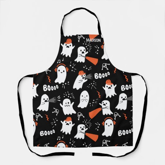 Gepersonaliseerd Schattige modern Halloween spookp Schort (Voorkant)