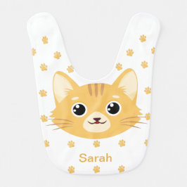 Gepersonaliseerd Schattige Oranje kattendier Baby Slabbetje
