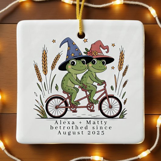 Gepersonaliseerd Schattige paar verloofd verloofd Keramisch Ornament