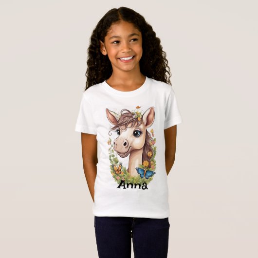 Gepersonaliseerd Schattige paard T-shirt: Charming T-shirt (Voorkant volledig)