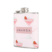 Gepersonaliseerd Schattige pastel aardbeiensap pat Heupfles (Links)