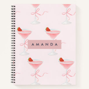 Gepersonaliseerd Schattige pastel aardbeiensap pat Notitieboek