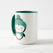 Gepersonaliseerd schattige pinguïn gekleed voor ke mok (Voorkant links)