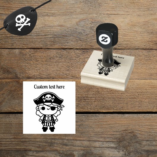 Gepersonaliseerd Schattige Pirate Meisje Rubberstempel