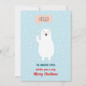 Gepersonaliseerd Schattige Polar Beer Hallo zegt Feestdagenkaart (Voorkant)