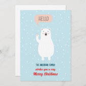 Gepersonaliseerd Schattige Polar Beer Hallo zegt Feestdagenkaart (Voorkant / Achterkant)