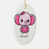 Gepersonaliseerd Schattige Roze Baby Olifant Ornam Keramisch Ornament (Rechts)