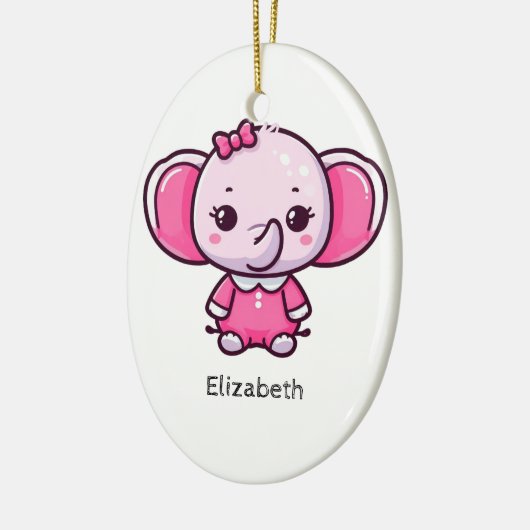Gepersonaliseerd Schattige Roze Baby Olifant Ornam Keramisch Ornament (Links)