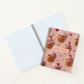 Gepersonaliseerd Schattige roze cupcake patroon Notitieboek (Binnen)