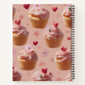 Gepersonaliseerd Schattige roze cupcake patroon Notitieboek (Achterkant)