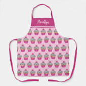Gepersonaliseerd Schattige roze cupcake patroon Schort (Voorkant)