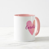 Gepersonaliseerd Schattige Roze Hart Mok (Voorkant rechts)