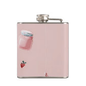 Gepersonaliseerd Schattige Roze Strawberry Jar Pat Heupfles (Achterkant)