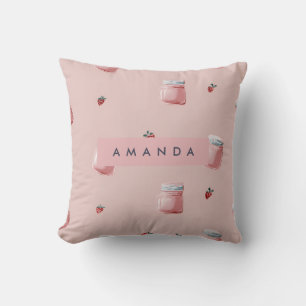 Gepersonaliseerd Schattige Roze Strawberry Jar Pat Kussen