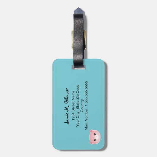 Gepersonaliseerd Schattige varken | Hier Bagagelabel (Achterkant verticaal)