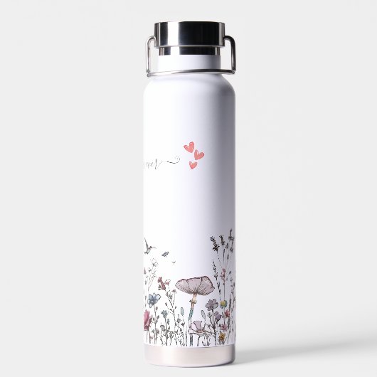 Gepersonaliseerd Schattige Wildflower Chic Design  Waterfles (Achterkant)