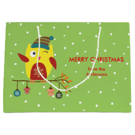 Gepersonaliseerd Schattige Winter Uil Kerstmis Des Groot Cadeauzakje