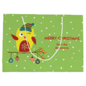 Gepersonaliseerd Schattige Winter Uil Kerstmis Des Groot Cadeauzakje (Achterkant)