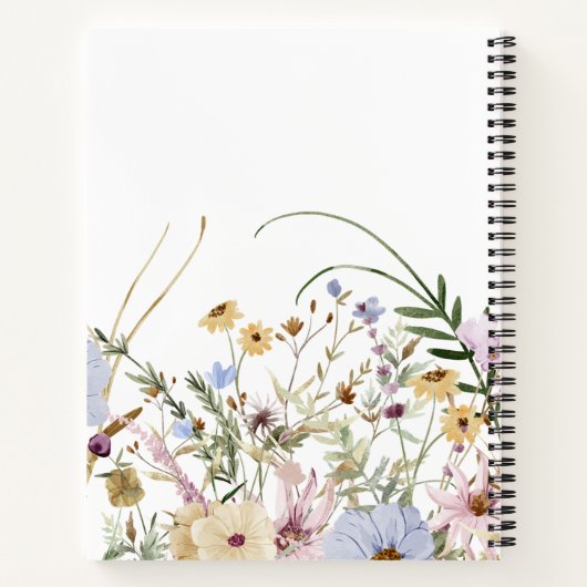 Gepersonaliseerd Schattige Zacht Lente Bloemen Jou Notitieboek (Achterkant)