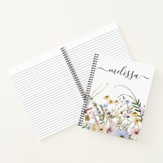 Gepersonaliseerd Schattige Zacht Lente Bloemen Jou Notitieboek (Binnen)