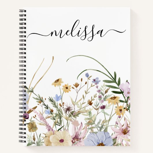 Gepersonaliseerd Schattige Zacht Lente Bloemen Jou Notitieboek (Voorkant)
