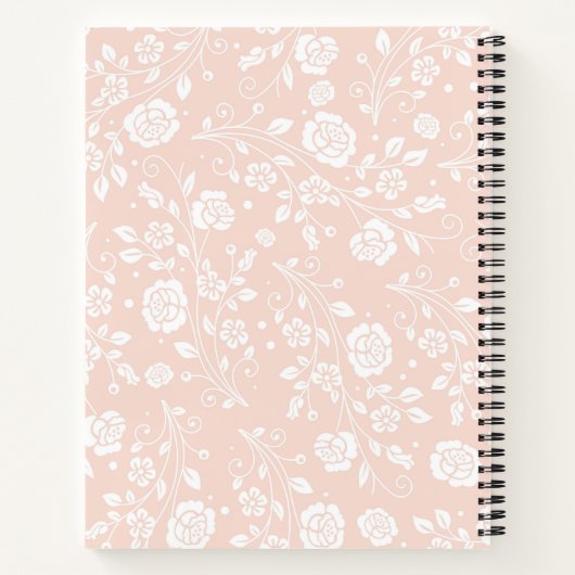 Gepersonaliseerd Schattige Zacht Roze Bloemen Jour Notitieboek (Achterkant)