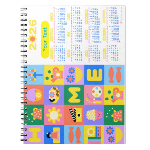 Gepersonaliseerd Schattigee en Happy Home Calender Notitieboek