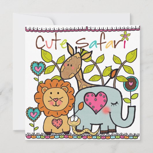 Gepersonaliseerd Schattigee safari verjaardagsuitn Kaart (Voorkant)