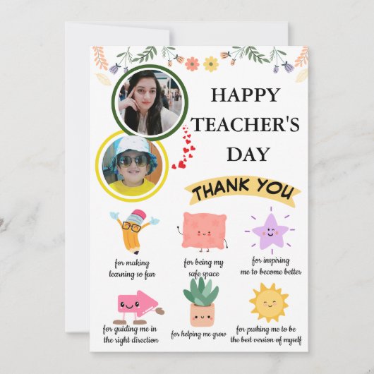 Gepersonaliseerd Schattigee Teacher's Thank You Ca Kaart (Voorkant)