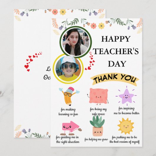 Gepersonaliseerd Schattigee Teacher's Thank You Ca Kaart (Voorkant / Achterkant)