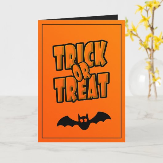 Gepersonaliseerd | Schattigee vleermuis Trick or t Kaart (Gele Bloem)