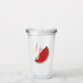 Gepersonaliseerd Schattigee Zomer Watermeloen Naam Acryl Drinkbeker (Achterkant)