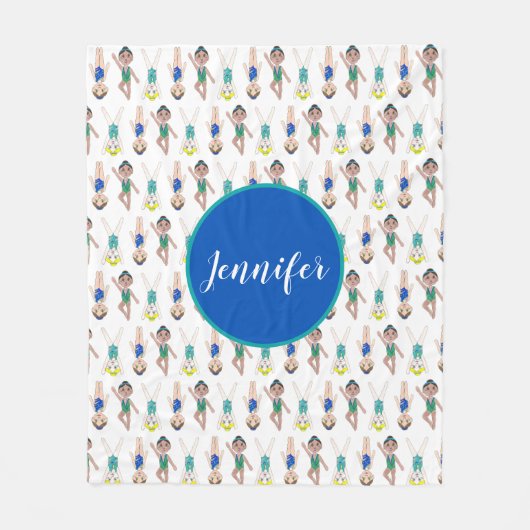 Gepersonaliseerd schemerteam gesynchroniseerd zwem fleece deken (Voorkant)