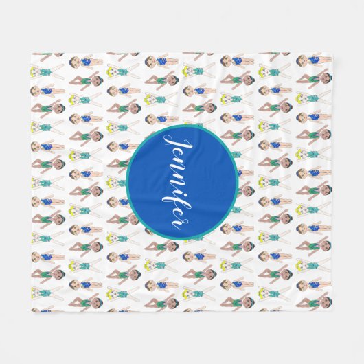 Gepersonaliseerd schemerteam gesynchroniseerd zwem fleece deken (Voorkant (Horizontaal))