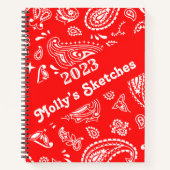 Gepersonaliseerd schetsenbord voor rode mandala notitieboek (Voorkant)