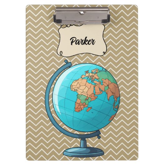 Gepersonaliseerd School World Wereldbol Klembord (Voorkant)
